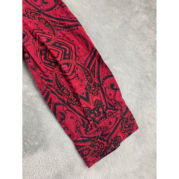 Jones New York Signature Red Black Paisley Button Up Top Blouse XL - Picture 4 of 11